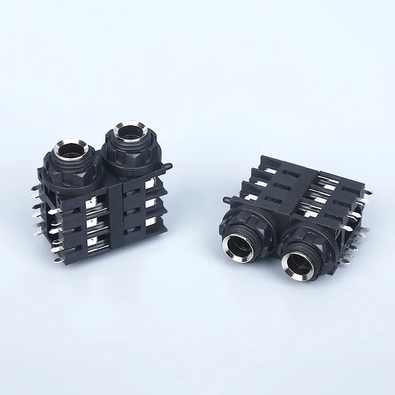 6.35mm dual headphone jack PCB mount audio splitter socket