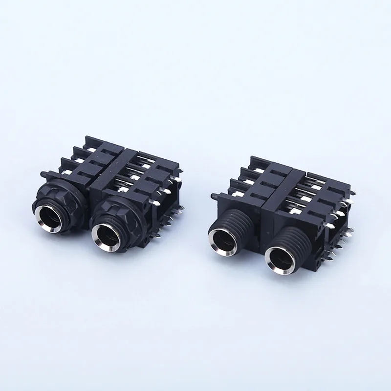 6.35mm dual headphone jack PCB mount audio splitter socket