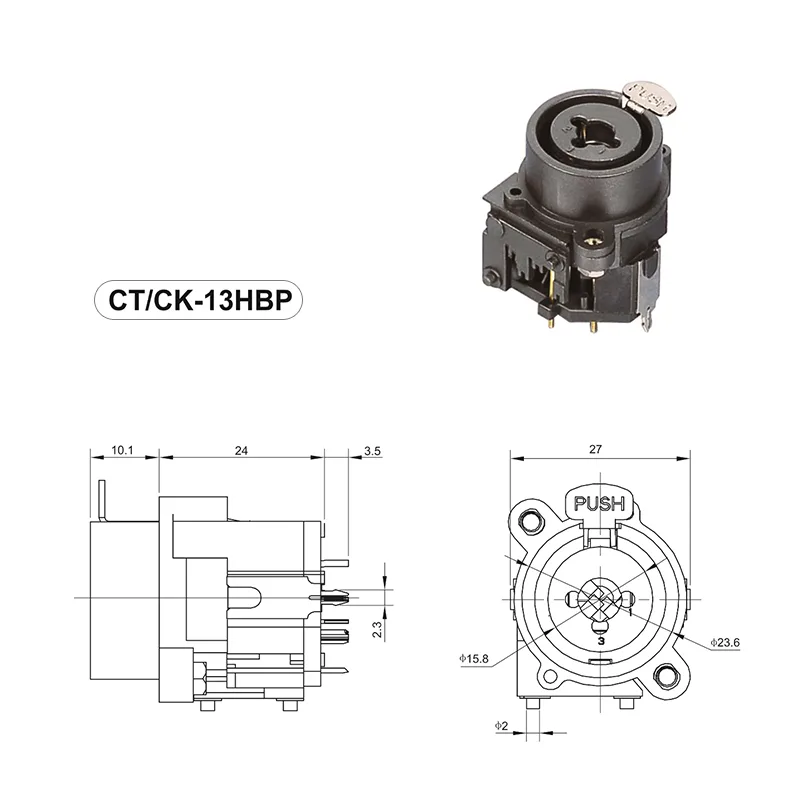 CTCK-13HBP-07 XLR 1/4 combo jack connector panel mount