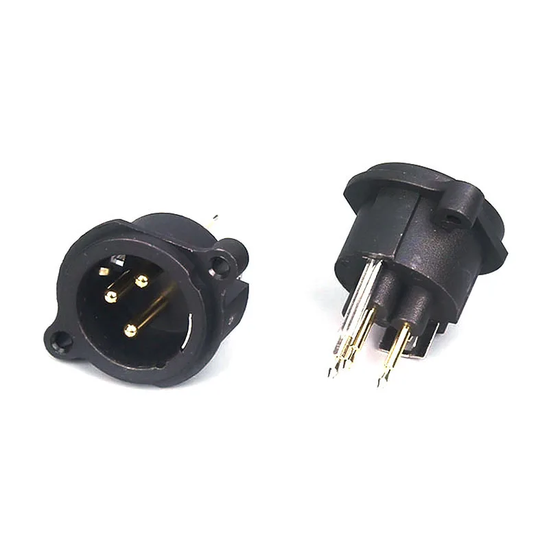 CT3-03HM 3 Pin XLR Male Panel Mount Connector Plastic Chassis Plug Audio Output Connector