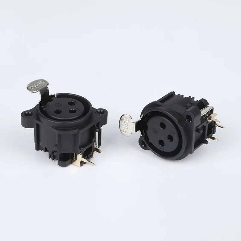 3 pin XLR female panel mount compact audio connector
