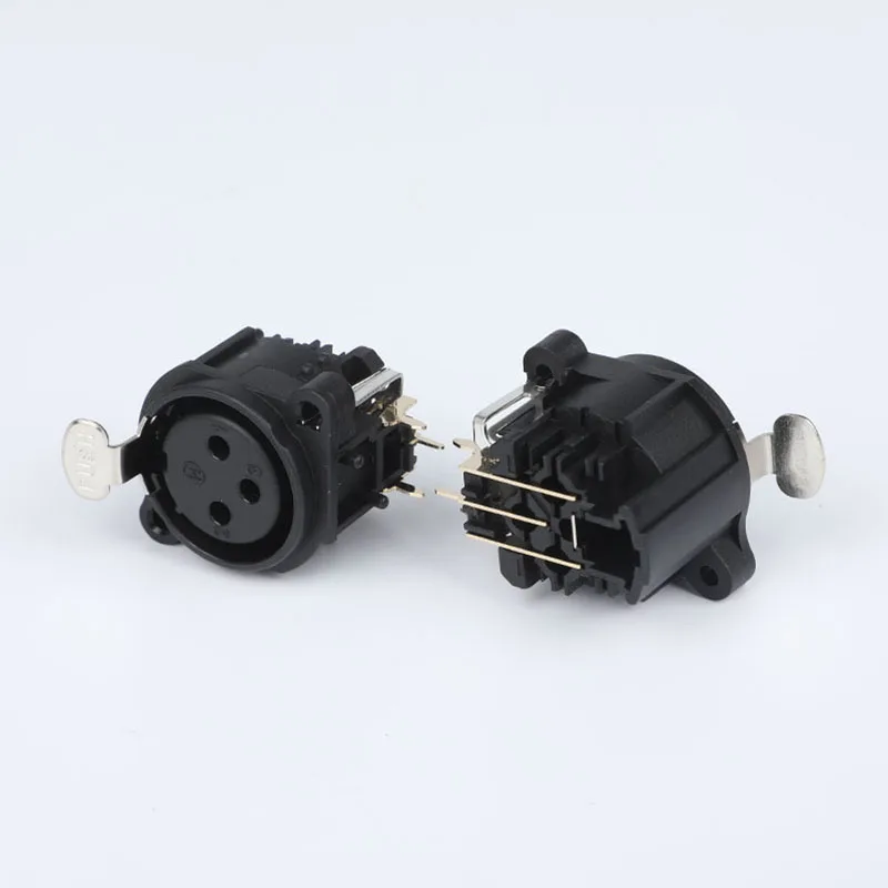 3 pin XLR female panel mount compact audio connector