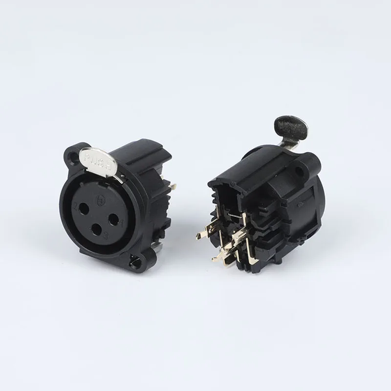 CT3-04HFP 3 Pin XLR Female Panel Mount Connector Compact Insulated Chassis Socket Audio Input Connector