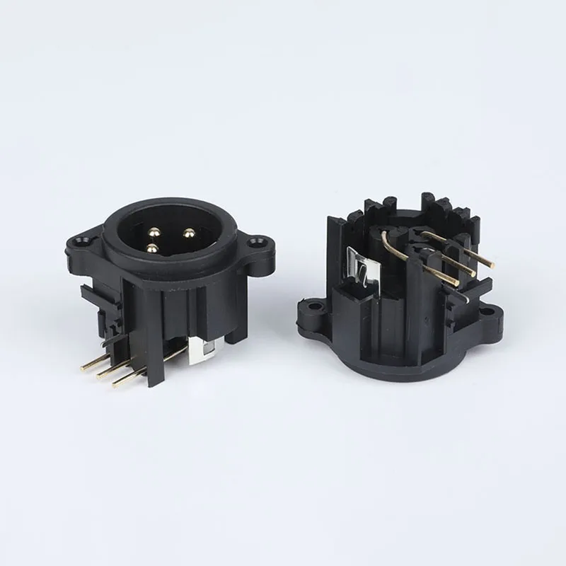 CT3-05M-04 3 Pin XLR Male Panel Mount Connector Angled Terminal Chassis Plug Audio Output Connector