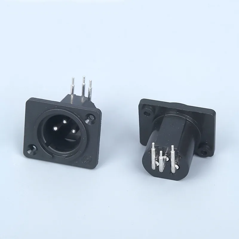 CT3-09M 3 Pin XLR Male Panel Mount Connector Metal Chassis Plug Audio Output Connector