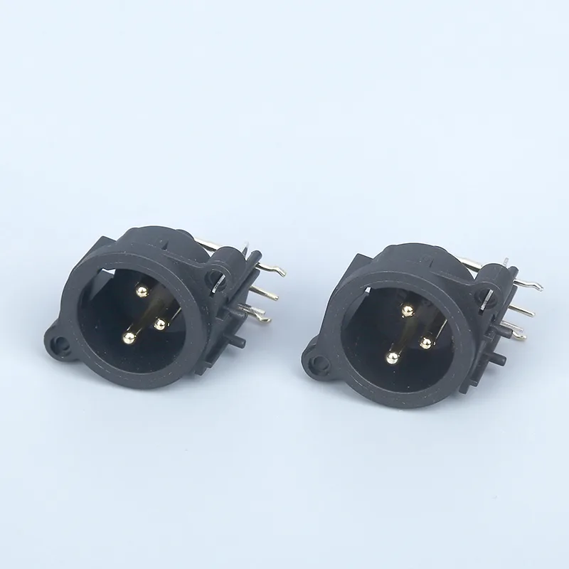 3 pin XLR female wide flange panel mount connector metal socket
