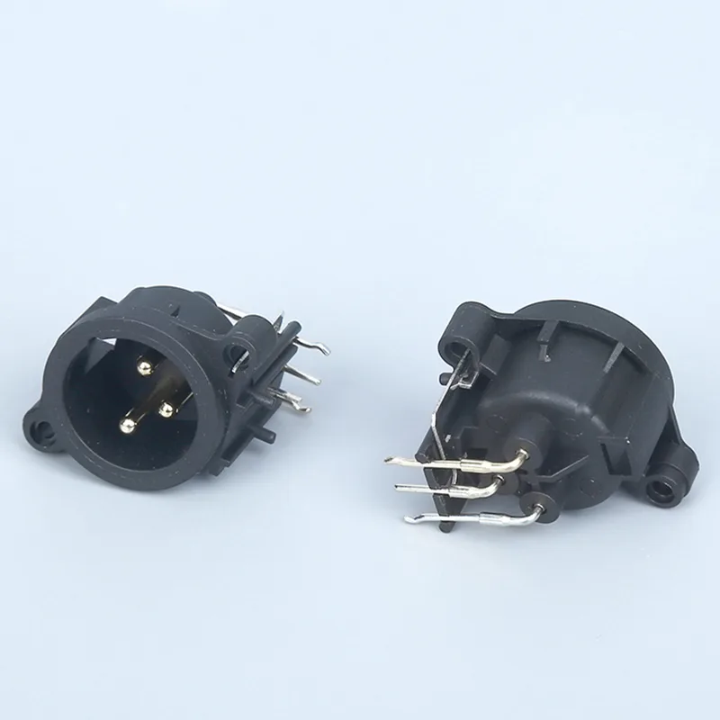 3 pin XLR female wide flange panel mount connector metal socket