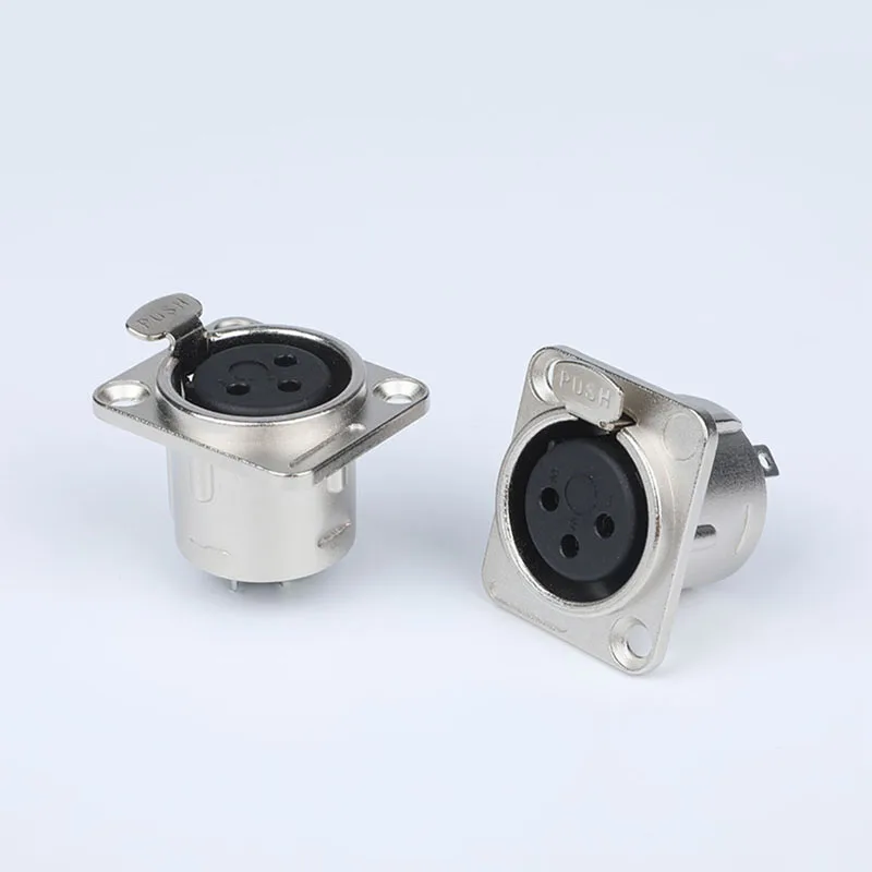 3 pin XLR female panel mount metal chassis audio connector
