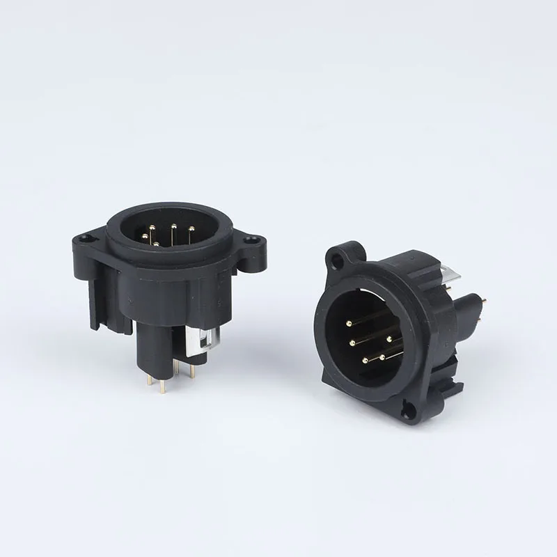 5 pin XLR low profile panel mount compact chassis socket connector