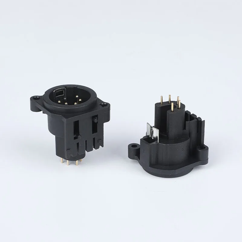 5 pin XLR low profile panel mount compact chassis socket connector