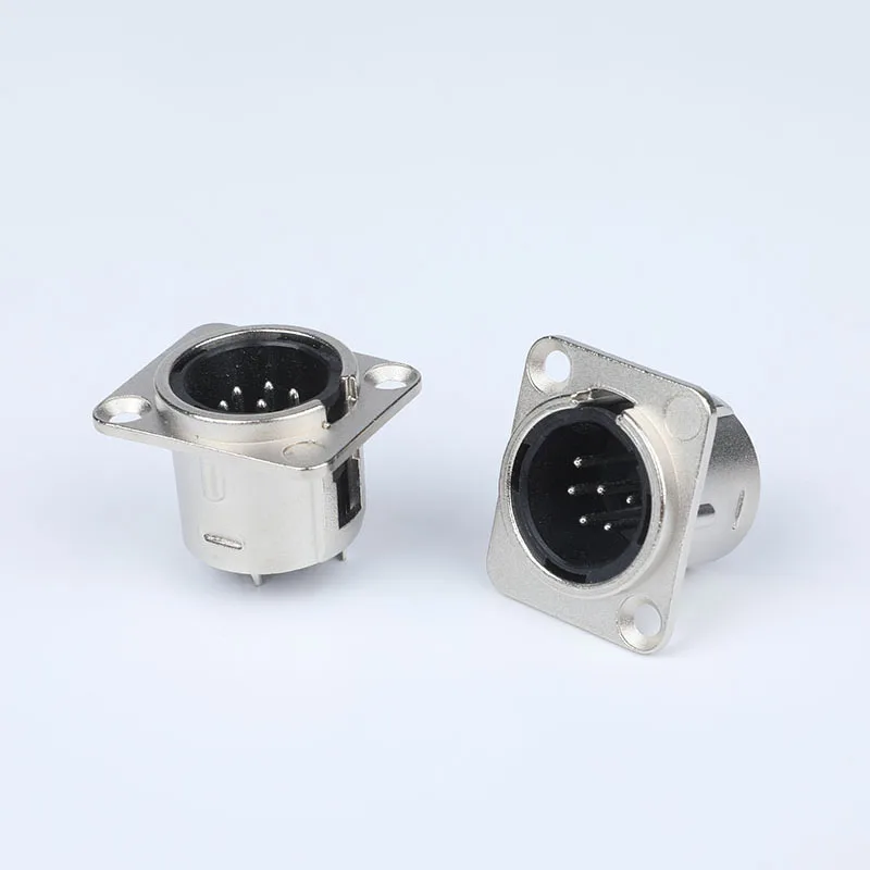 6 pin XLR female panel mount D size chassis socket connector