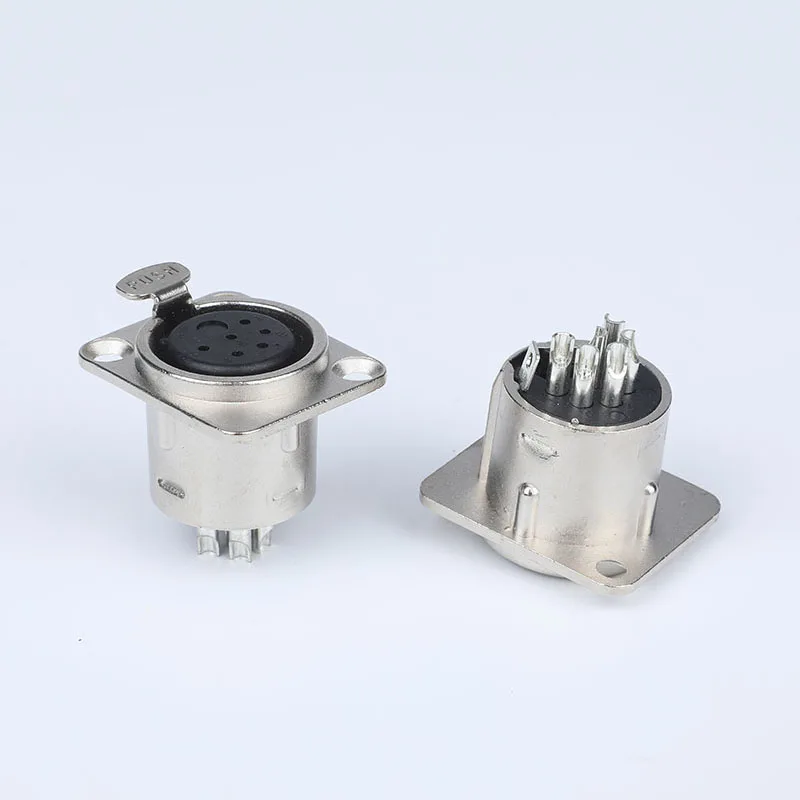 6 pin XLR female panel mount metal chassis socket connector