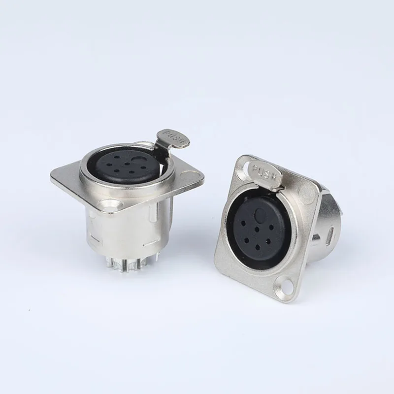 6 pin XLR female panel mount metal chassis socket connector