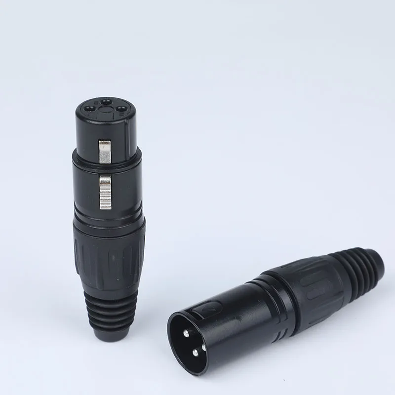 NC3FX-B NC3MX-B 3 Pin XLR Black Plug Connector Male Female Cable Audio Connector