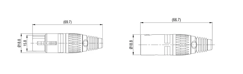 3 pin XLR black male female connector NC3FX-B NC3MX-B