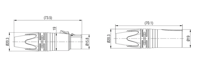 7 pin XLR male female metal cable connector NC7FXX NC7MXX
