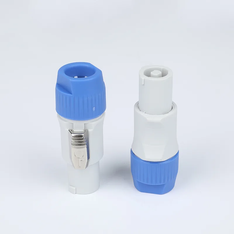 3 pin powercon female connector grey locking AC plug