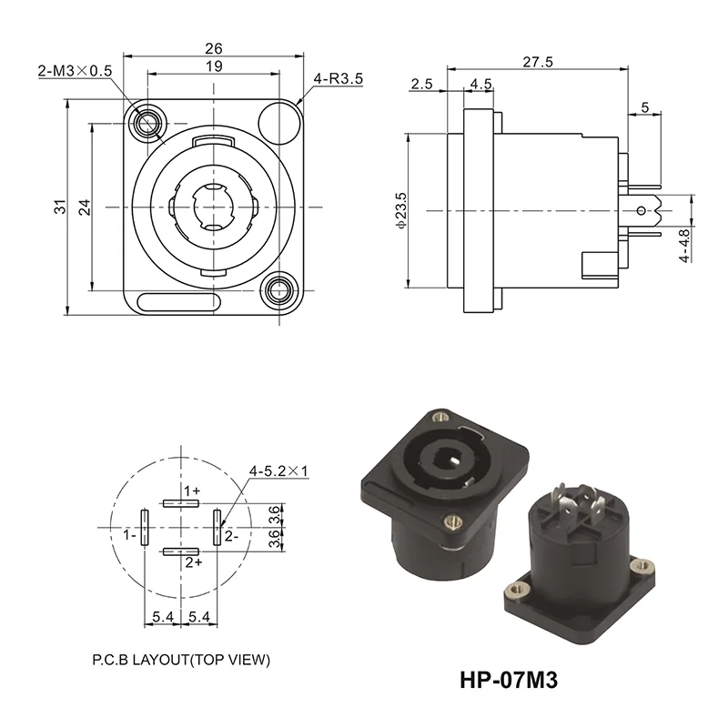 4 pin speakon cable connector locking speaker plug