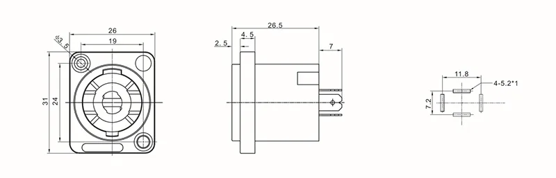 4 pin speakon female panel mount connector speaker socket