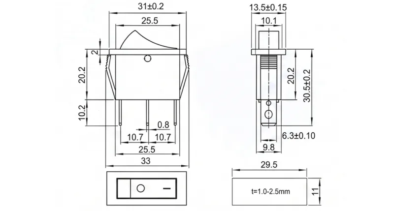 KCD3-101-N-4 Rocker Switch