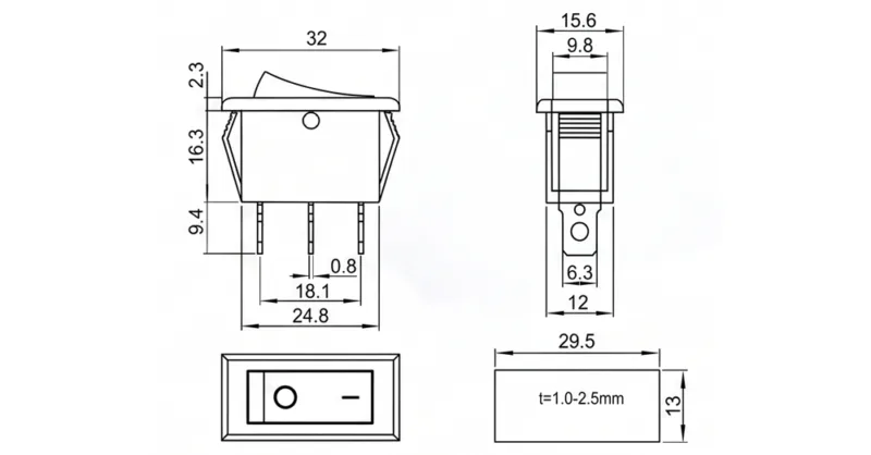 KCD3-103-3 Rocker Switch
