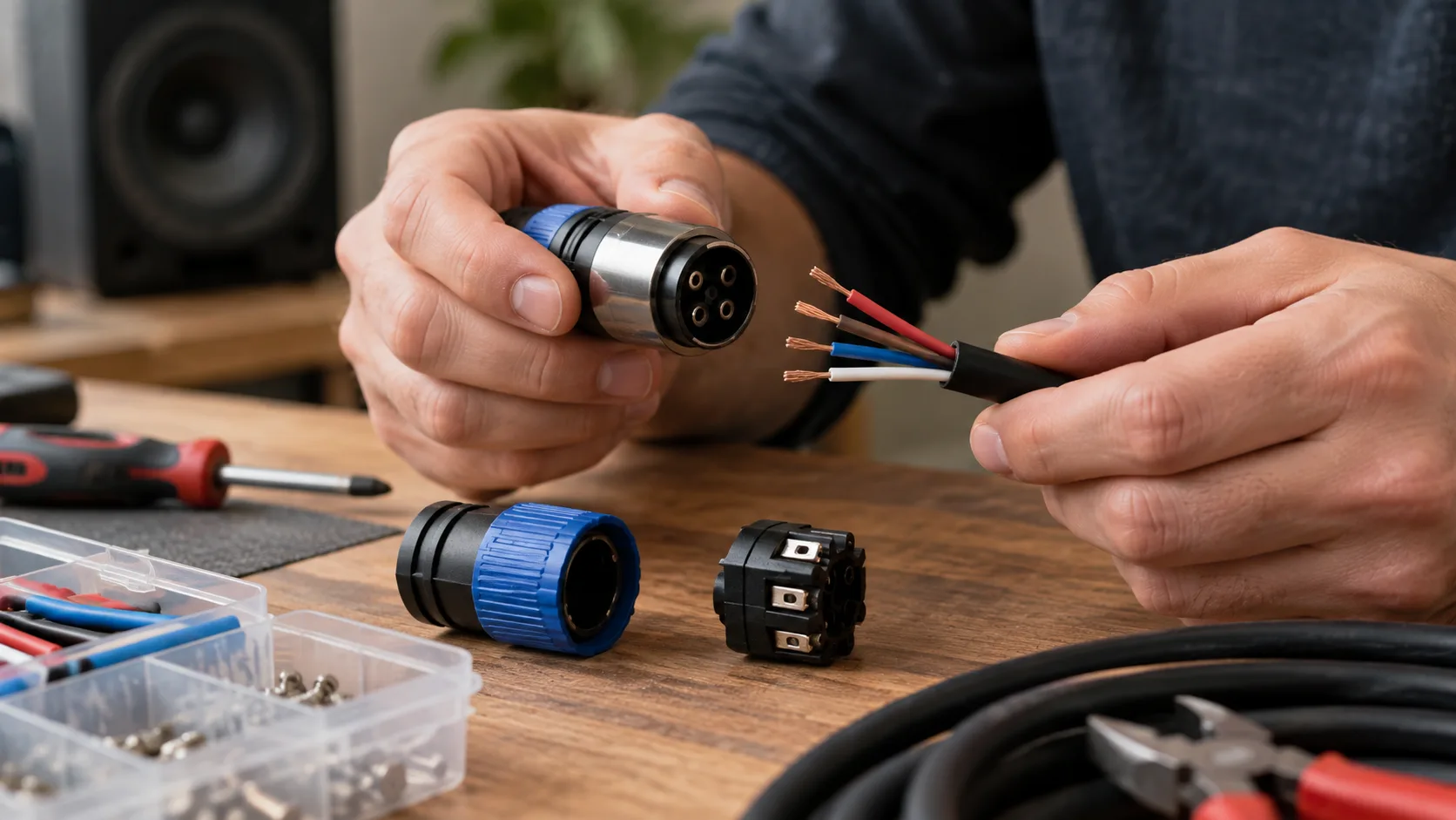 How to Assemble a 4 Pole Speaker Cable Connector Safely