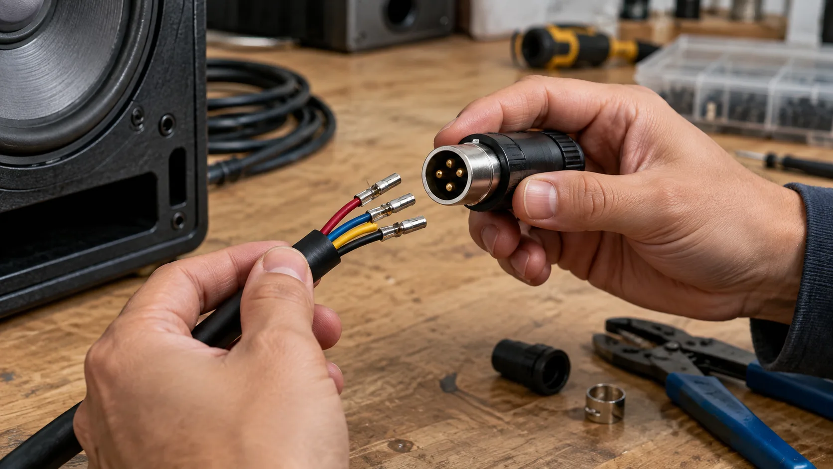How to Assemble a 4 Pole Speaker Cable Connector Safely